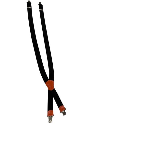 Decalen Mens Black Adjustable X-Back Suspenders With Orange Leather Accents 30k - Picture 6 of 7